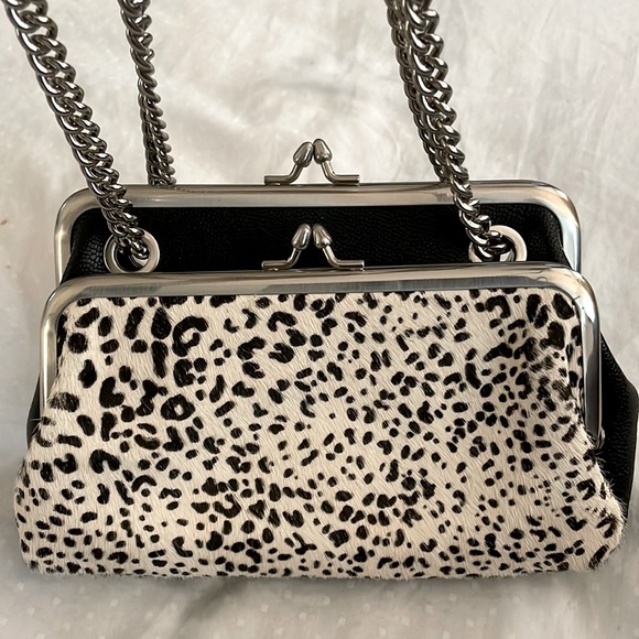 Sam Edelman Handbags - Leopard Print Mini Frame Bag with Chain Strap - Black & White